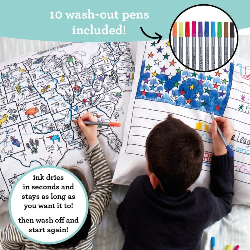 eatsleepdoodle Coloring Pillowcase for Kids â€“ Reusable DIY Pillow Cover with Washable Markers, Educational Arts & Crafts Activity for Boys & Girls, Fun Gift for Creative Play, Machine Washable - eatsleepdoodle - Image 2